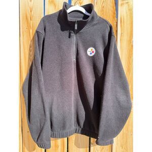 Vtg Starter NFL Pittsburgh Steelers Mens Black Fleece 1/4 Zip Pullover Sweater M